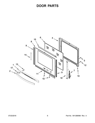 Door Parts Diagram and Parts List for WEE750H0HW1  Whirlpool Range