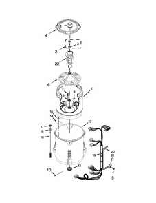 Basket And Tub Parts Diagram and Parts List for 11022442511  Kenmore Washer