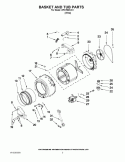 BASKET AND TUB PARTS Diagram and Parts List for WFC7500VW1  Whirlpool Washer