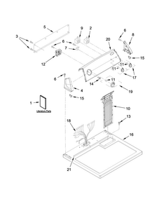 Top And Console Parts Diagram and Parts List for 1CWED4800DQ0  Whirlpool Dryer