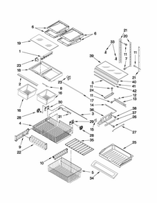 Shelf Parts Diagram and Parts List for 59679222013  Kenmore Refrigerator