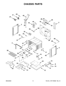 04 - Chassis Parts Diagram and Parts List for YMFES6030RZ0  Whirlpool Range
