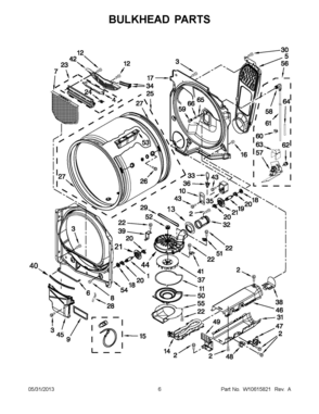 03 - BULKHEAD PARTS Diagram and Parts List for YMEDB950YW2  Whirlpool Dryer