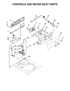 Controls And Water Inlet Parts Diagram and Parts List for QCAE2735FQ0  Whirlpool Washer