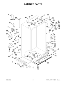 02 - Cabinet Parts Diagram and Parts List for KBSD706MPS01  Whirlpool Refrigerator