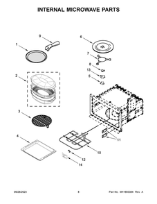 Internal Microwave Parts Diagram and Parts List for KOCE900HSS23  KitchenAid Microwave Oven Combo