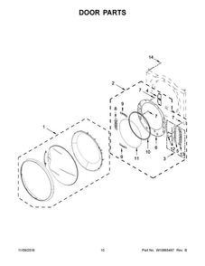 Door Parts Diagram and Parts List for WED9290FW0  Whirlpool Dryer
