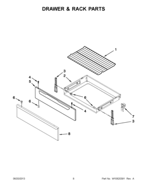 04 - DRAWER & RACK PARTS Diagram and Parts List for YMER7685BW0  Whirlpool Range