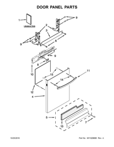 Door Panel Parts Diagram and Parts List for IUD8010DS3  Whirlpool Dishwasher