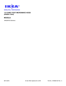 Cover Sheet Diagram and Parts List for IMH205FS0  Whirlpool Microwave
