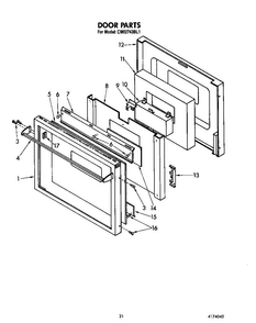 Door Diagram and Parts List for CMO2743BL1  KitchenAid Microwave