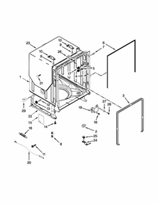 Tub And Frame Parts Diagram and Parts List for IUD7555DS0  Whirlpool Dishwasher