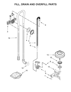 Fill, Drain And Overfill Parts Diagram and Parts List for KDFE104DWH5  KitchenAid Dishwasher
