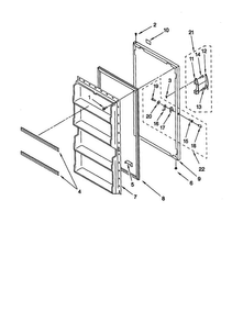 Door Diagram and Parts List for EV150FXG02  Whirlpool Freezer