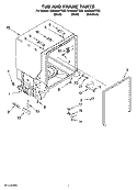TUB AND FRAME PARTS Diagram and Parts List for GU2200XTSB3  Whirlpool Dishwasher