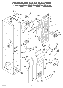 FREEZER LINER AND AIR FLOW Diagram and Parts List for KSSS48QKT00  KitchenAid Refrigerator