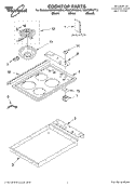 COOKTOP, LITERATURE Diagram and Parts List for RS675PXGB10  Whirlpool Range