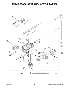 Pump, Washarm And Motor Parts Diagram and Parts List for KDTE204KBL2  KitchenAid Dishwasher