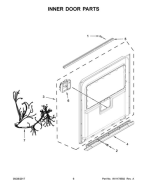 04 - Inner Door Parts Diagram and Parts List for KDTM384EBS2  KitchenAid Dishwasher