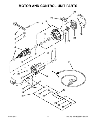 Motor And Control Unit Parts Diagram and Parts List for 9KSM160FGER0  Whirlpool Mixer