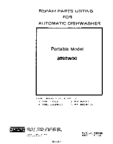 Front Cover Diagram and Parts List for 8595*00  Roper Dishwasher