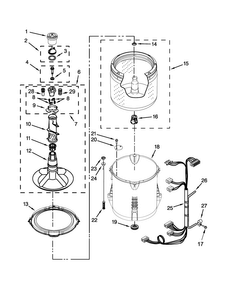 Basket And Tub Parts Diagram and Parts List for 7MWTW1905DW0  Whirlpool Washer