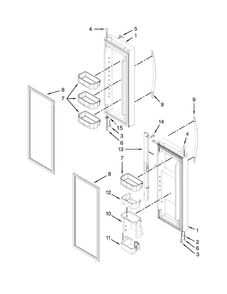 Refrigerator Door Parts Diagram and Parts List for WRF560SEYW01  Whirlpool Refrigerator