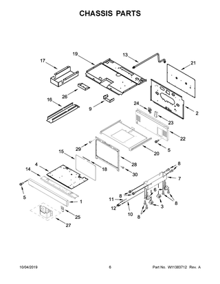 Chassis Parts Diagram and Parts List for KFDC506JSC00  Whirlpool Range