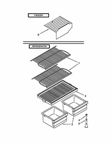 Shelf Parts Diagram and Parts List for ST14CKXSQ02  Whirlpool Refrigerator