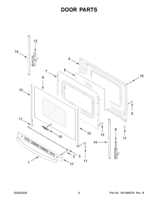 Door Parts Diagram and Parts List for WFE320M0JS4  Whirlpool Range