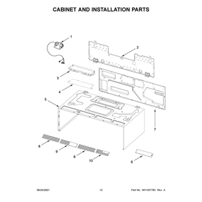 Cabinet And Installation Parts Diagram and Parts List for WML55011HW07  Whirlpool Microwave