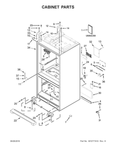 Cabinet Parts Diagram and Parts List for KRMF606ESS00  KitchenAid Refrigerator