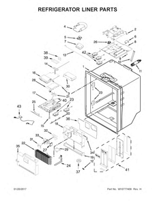 Refrigerator Liner Parts Diagram and Parts List for KRMF706EBS00  KitchenAid Refrigerator