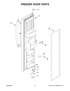 08 - Freezer Door Parts Diagram and Parts List for ASI2175GRS10  Whirlpool Refrigerator
