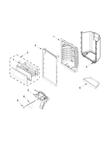 Dispenser Front Parts Diagram and Parts List for WRF736SDAT00  Whirlpool Refrigerator