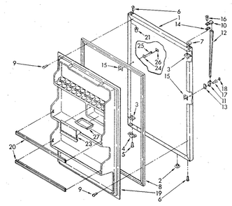 Refrigerator Door Diagram and Parts List for ET18JKYSN02  Whirlpool Refrigerator