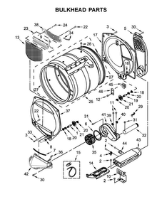 Bulkhead Parts Diagram and Parts List for 4GWED5500YW3  Whirlpool Dryer