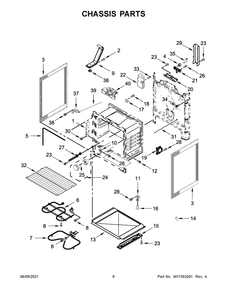 Chassis Parts Diagram and Parts List for WFE525S0JB1  Whirlpool Range