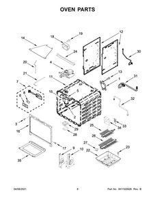 Oven Parts Diagram and Parts List for KFGC500JAV01  Whirlpool Range