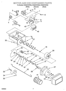 Motor And Ice Container Diagram and Parts List for OEMED25RFXFW03  Whirlpool Refrigerator