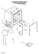 TUB AND FRAME PARTS Diagram and Parts List for IUD8000RS7  Whirlpool Dishwasher
