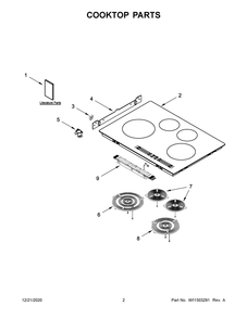 Cooktop Parts Diagram and Parts List for WCI55US0JB00  Whirlpool Cooktop