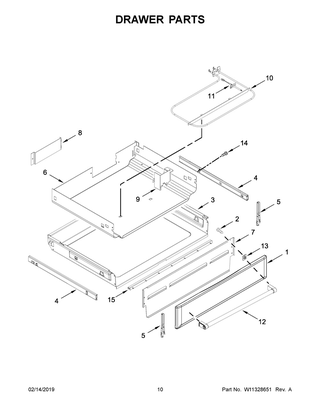 Drawer Parts Diagram and Parts List for YKFEG510ESS3  Whirlpool Range
