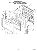 DOOR PARTS, OPTIONAL PARTS (NOT INCLUDED) Diagram and Parts List for RF261PXST0  Whirlpool Range