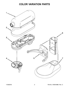 Color Variation Parts Diagram and Parts List for 5KSMC895ZSM0  KitchenAid Mixer