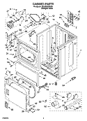 CABINET PARTS Diagram and Parts List for 3RLGR5437KQ3  Whirlpool Dryer
