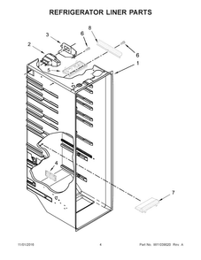 Refrigerator Liner Parts Diagram and Parts List for WRS322FNAB00  Whirlpool Refrigerator