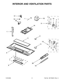 Interior And Ventilation Parts Diagram and Parts List for YWMH31017HS07  Whirlpool Microwave