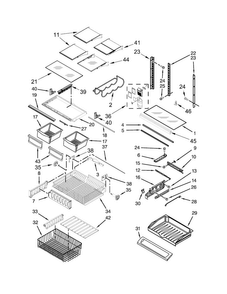 Shelf Parts Diagram and Parts List for KRFF302EBL00  KitchenAid Refrigerator