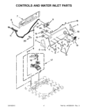 CONTROLS AND WATER INLET PARTS Diagram and Parts List for 7MWTW1715BM0  Whirlpool Washer